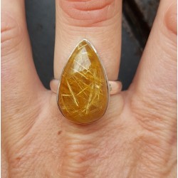 Zilveren ring gezet met gouden Rutielkwarts 18.5 mm
