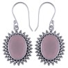 925 Sterling zilveren oorbellen ovale facet Rozenkwarts