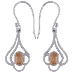 925 Sterling zilveren oorbellen ovale facet Citrien