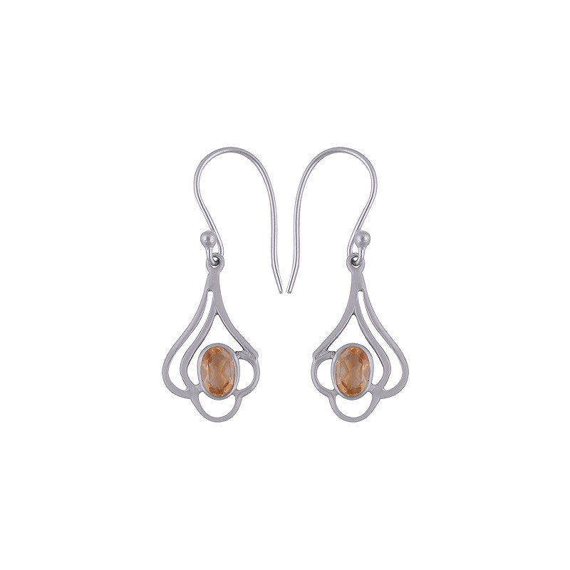 925 Sterling zilveren oorbellen ovale facet Citrien