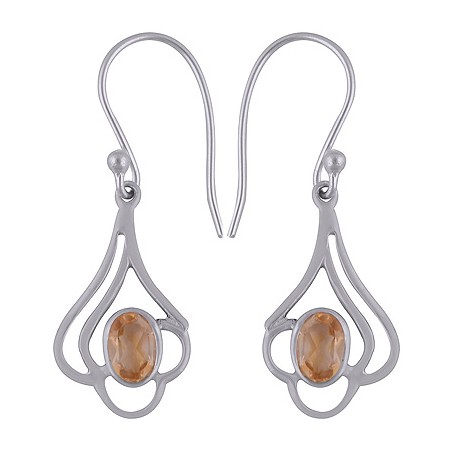 925 Sterling zilveren oorbellen ovale facet Citrien