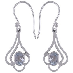 925 Sterling zilveren oorbellen ovale facet blauw Topaas