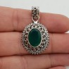 925 Sterling zilveren hanger facet groene Onyx bewerkte setting