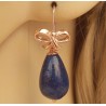 Rosé vergulde oorbellen gezet met Lapis Lazuli briolet
