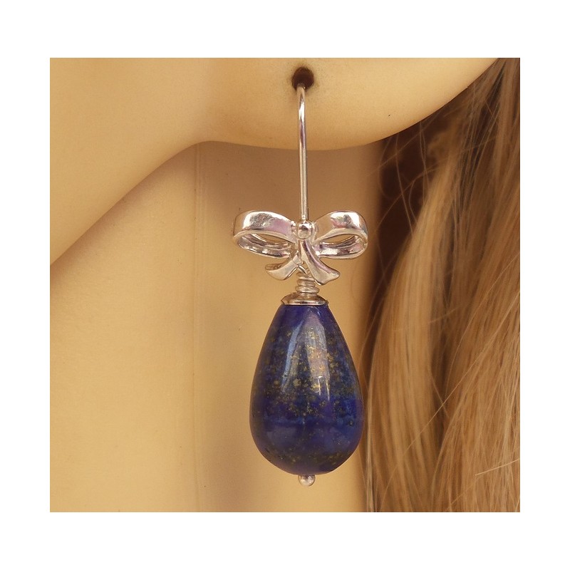 Zilveren oorbellen met Lapis Lazuli