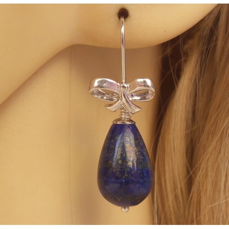 Zilveren oorbellen met Lapis Lazuli