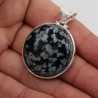 925 Sterling zilveren hanger ronde sneeuwvlok Obsidiaan