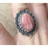 Zilveren edelsteen ring Rhodochrosiet in bewerkte setting 16.5 m