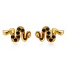 Vergulde slangen oorknoppen met zwarte steentjes
