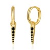 Vergulde creolen spike hanger zwarte steentjes