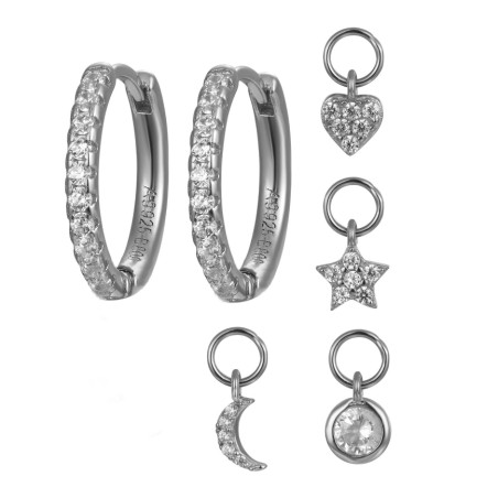 925 Sterling zilveren creolen met losse hangertje