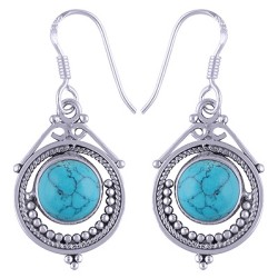 925 Sterling zilveren oorbellen met ronde Turkoois