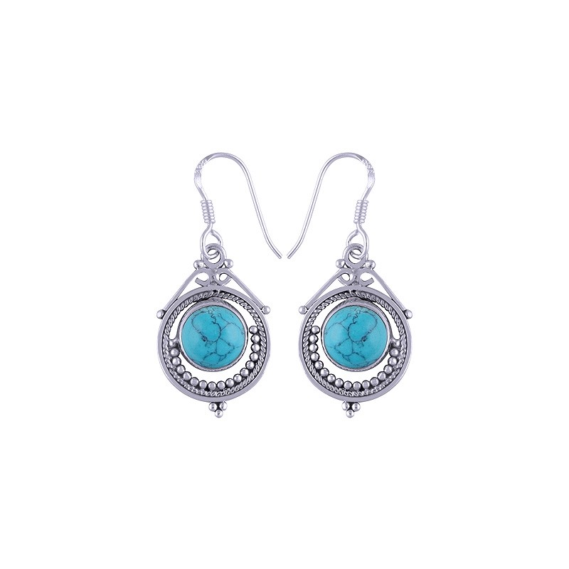 925 Sterling zilveren oorbellen met ronde Turkoois