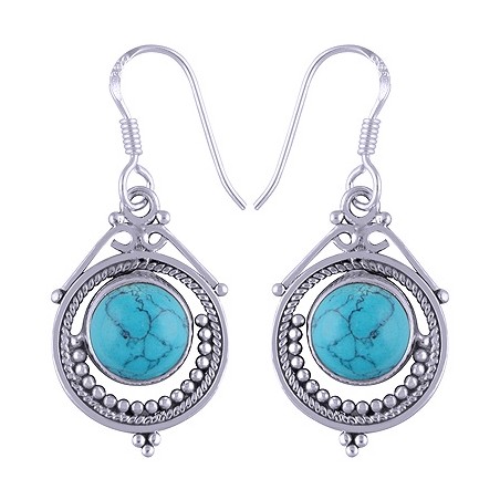 925 Sterling zilveren oorbellen met ronde Turkoois