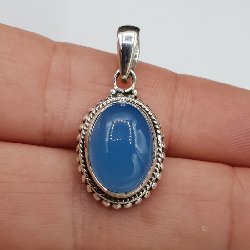 925 Sterling zilveren hanger met ovale Chalcedoon
