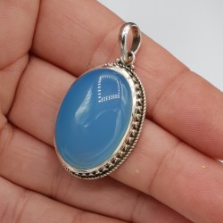 925 Sterling zilveren hanger gezet met ovale Chalcedoon