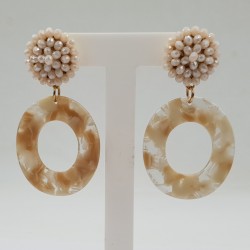Vergulde oorbellen met kristallen en resin