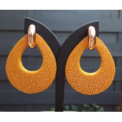 Creolen met oranje Roggenleer druppel