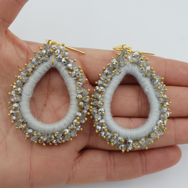 Vergulde glassberry oorbellen zilver