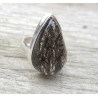 Zilveren ring gezet met druppelvormige Toermalijnkwarts 18 mm