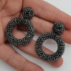 Glassberry oorbellen open ring Labradoriet