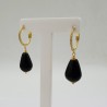 Vergulde oorbellen met gladde zwarte Onyx druppel