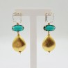 Vergulde oorbellen kristal en brushed druppel