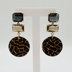 Vergulde oorbellen Crystals en Resin