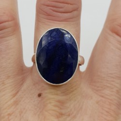 Zilveren ring met ovale Saffier 19.5 mm
