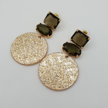 Vergulde oorbellen met resin en crystal