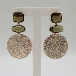 Vergulde oorbellen met resin en crystal