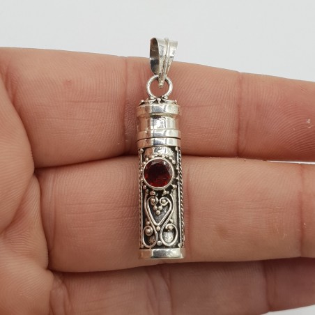 Zilveren parfumhanger / ashanger met ronde Granaat small