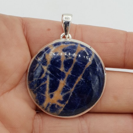 925 Sterling zilveren hanger met ronde oranje Sodaliet