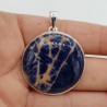 925 Sterling zilveren hanger met ronde oranje Sodaliet