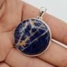 925 Sterling zilveren hanger met ronde oranje Sodaliet