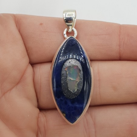 925 Sterling zilveren hanger met Ethiopische Opaal in Sodaliet