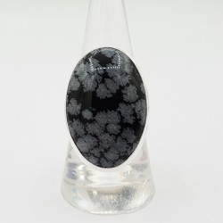 Zilveren ring met ovale sneeuwvlok Obsidiaan 18 mm