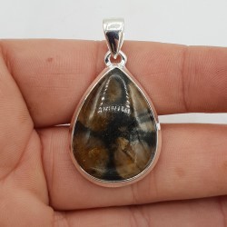 925 Sterling zilveren hanger met druppelvormige Chiastoliet