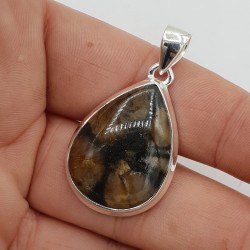 925 Sterling zilveren hanger met druppelvormige Chiastoliet