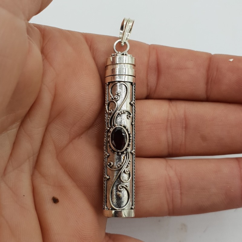 Zilveren parfumhanger / ashanger met Granaat large