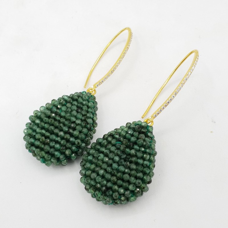 Vergulde oorbellen met Emerald steentjes