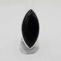 925 Sterling zilveren ring met grote marquise zwarte Onyx 19.5 mm