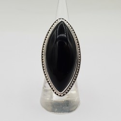 925 Sterling zilveren ring grote marquise zwarte Onyx
