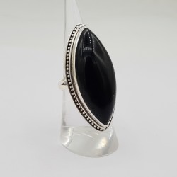 925 Sterling zilveren ring grote marquise zwarte Onyx