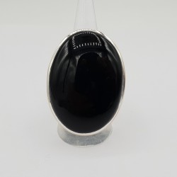 925 Sterling zilveren ring met grote brede ovale Onyx 16.5 mm