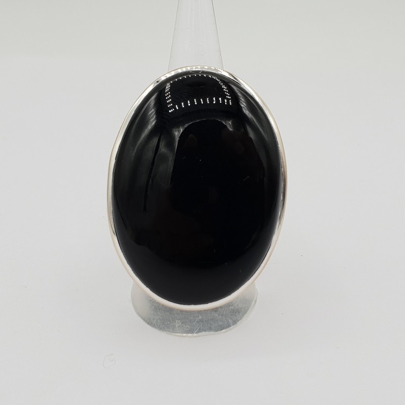 925 Sterling zilveren ring met grote brede ovale Onyx 16.5 mm
