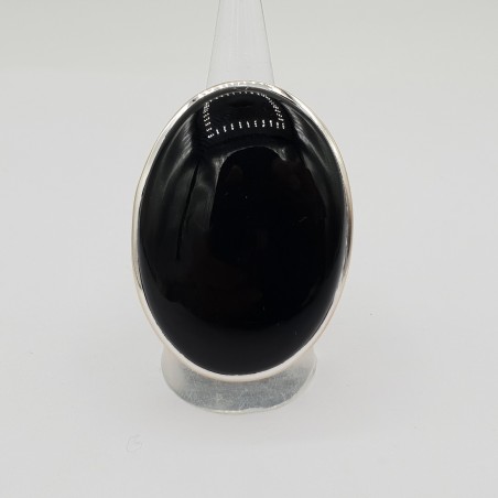 925 Sterling zilveren ring met grote brede ovale Onyx 16.5 mm