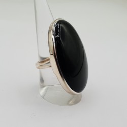 925 Sterling zilveren ring met grote brede ovale Onyx 16.5 mm