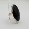 925 Sterling zilveren ring met grote brede ovale Onyx 16.5 mm