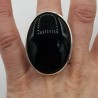 925 Sterling zilveren ring met grote brede ovale Onyx 16.5 mm